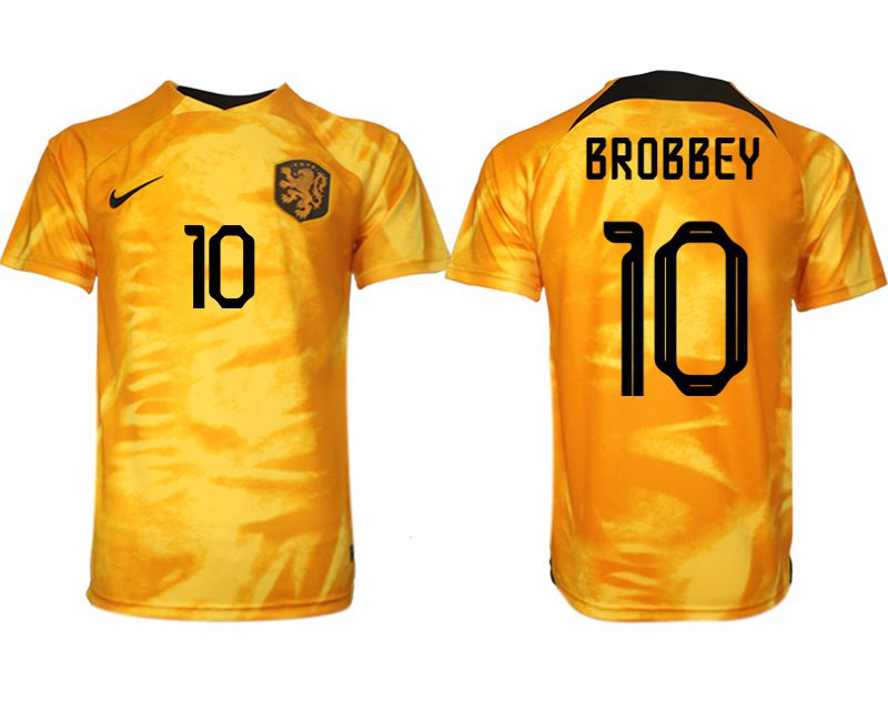 Men 2022 World Cup National Team Netherlands home aaa version yellow #10 Soccer Jersey1->youth soccer jersey->Youth Jersey